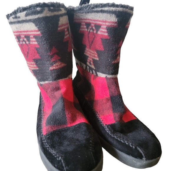 Madden Girl Jackmen Fleece/Faux Fur Lined Boots Plaid Aztec Print Boots Size 9.5 - Picture 7 of 8